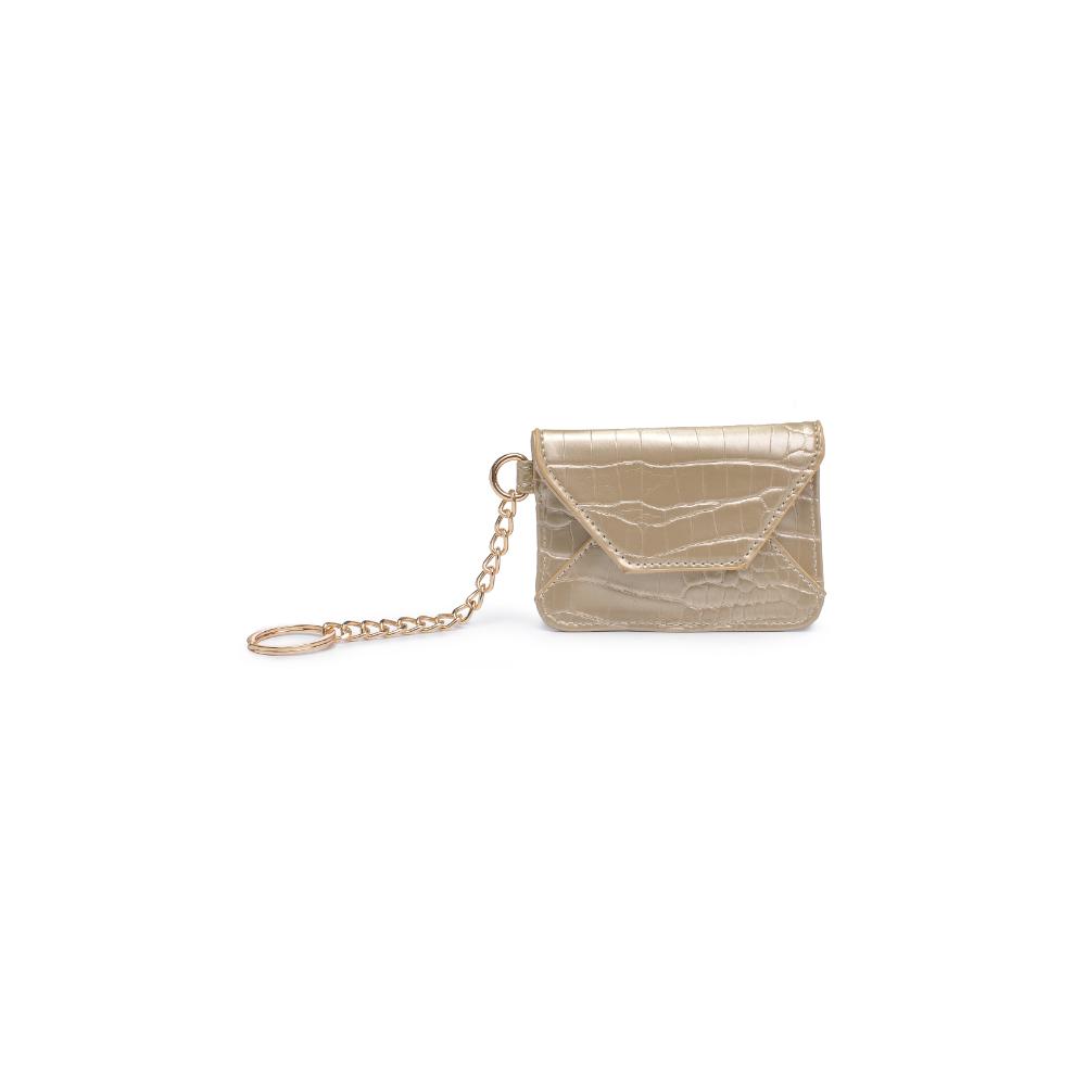 Woman wearing Gold Urban Expressions Gia - Croco Card Holder 840611121639 View 5 | Gold