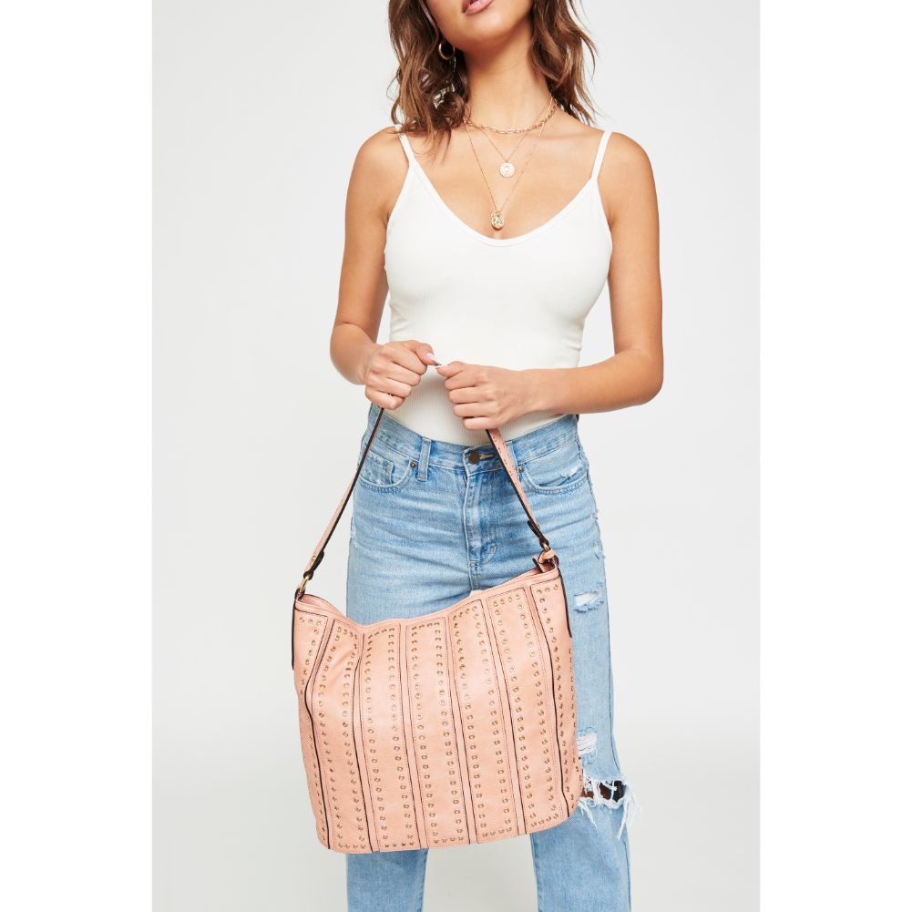 Woman wearing Peach Urban Expressions Nicola Hobo NA-840611126382 View 1 | Peach