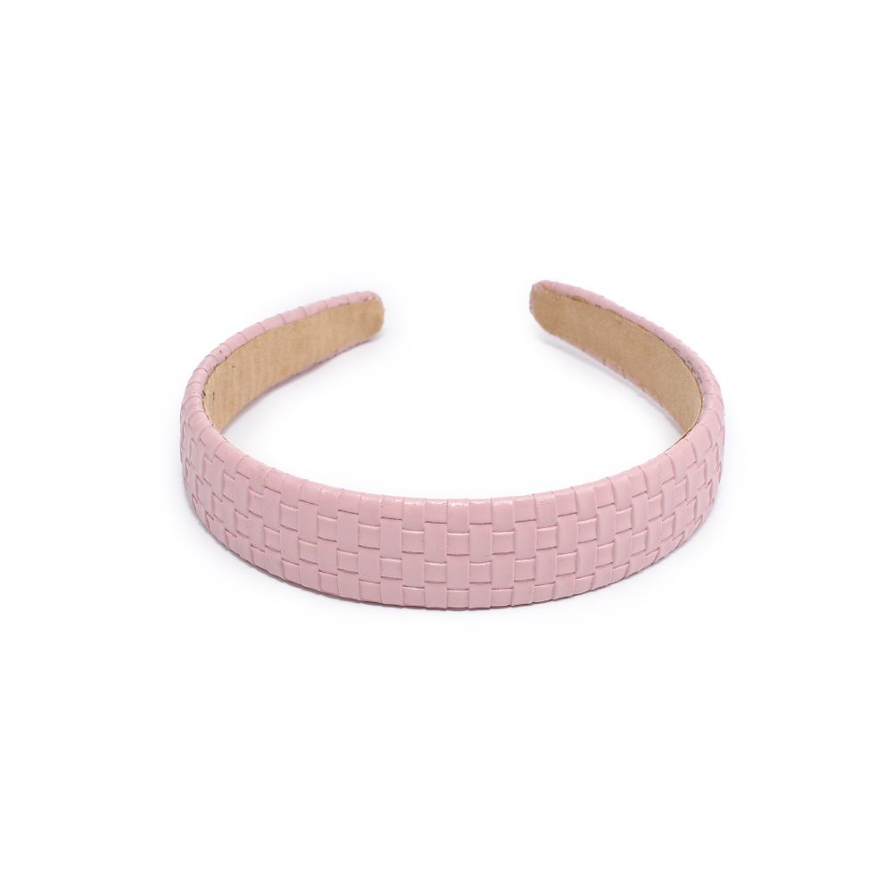 Product Image of Urban Expressions Embossed Woven Vegan Leather Headband Headband 818209014267 View 6 | Pink
