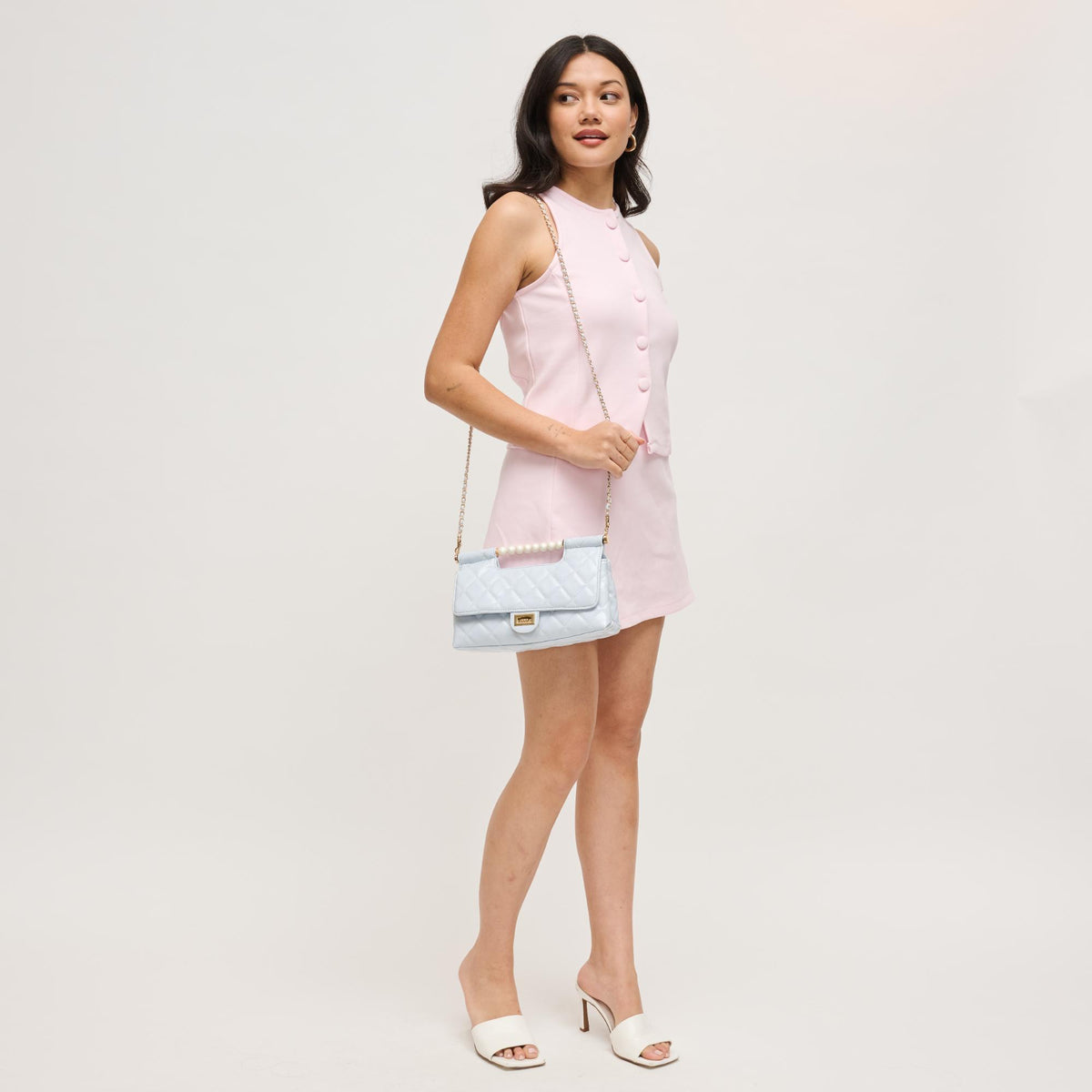 Woman wearing Ice Blue Urban Expressions Winslet Crossbody 840504205958 View 3 | Ice Blue
