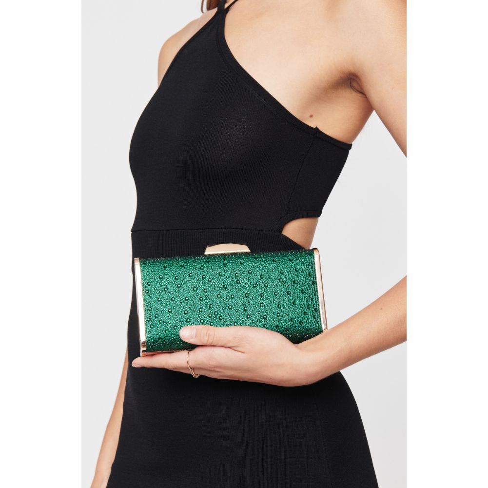 Woman wearing Emerald Urban Expressions Madelyn Evening Bag 840611102560 View 1 | Emerald