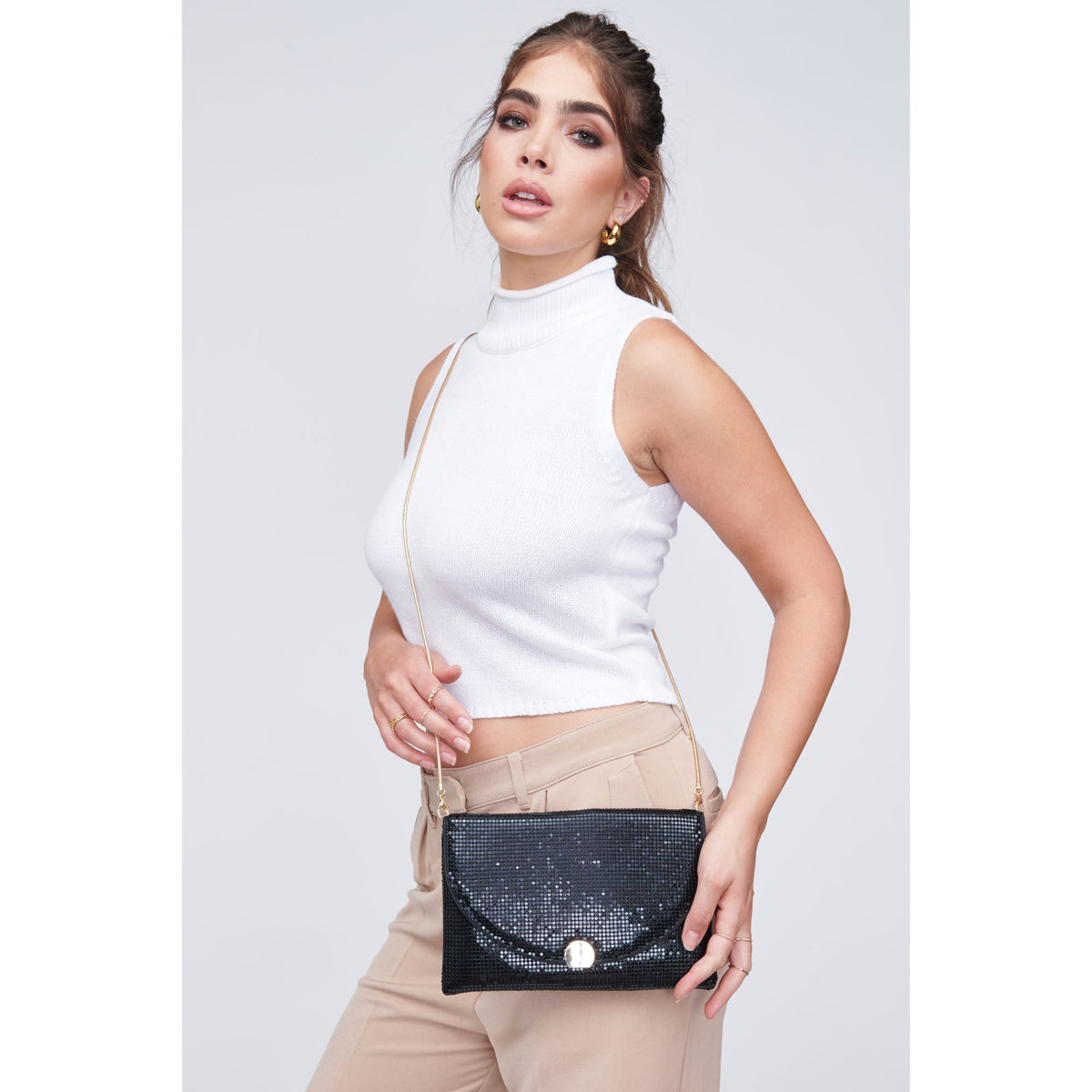 Woman wearing Black Urban Expressions Febe Evening Bag 818209011372 View 3 | Black