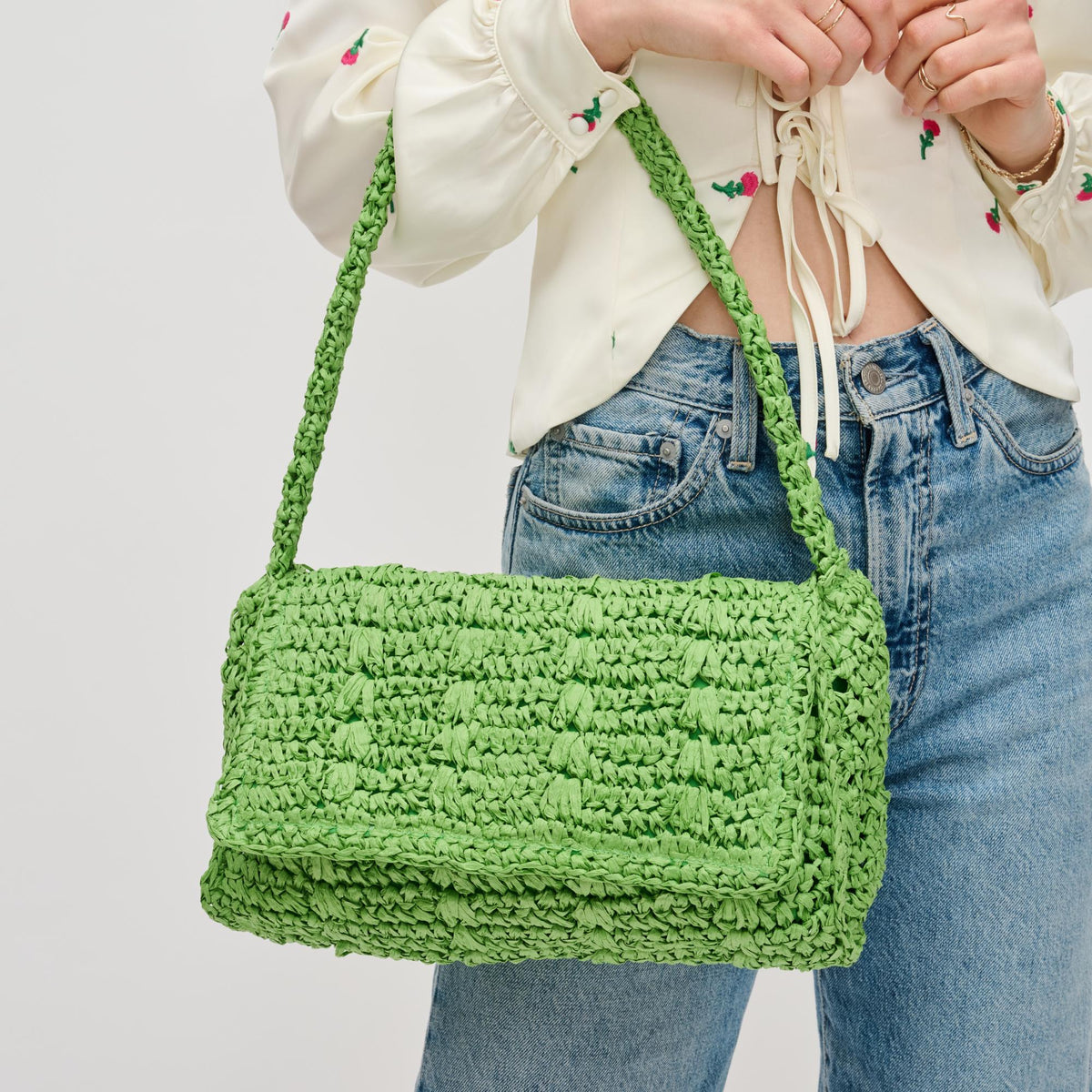 Woman wearing Green Urban Expressions Anika Crossbody 840611124623 View 1 | Green