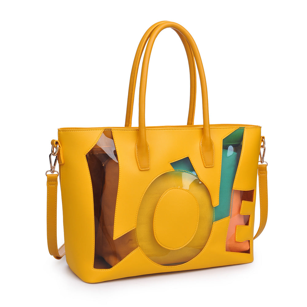 Woman wearing Yellow Urban Expressions Love Tote 840611160713 View 6 | Yellow