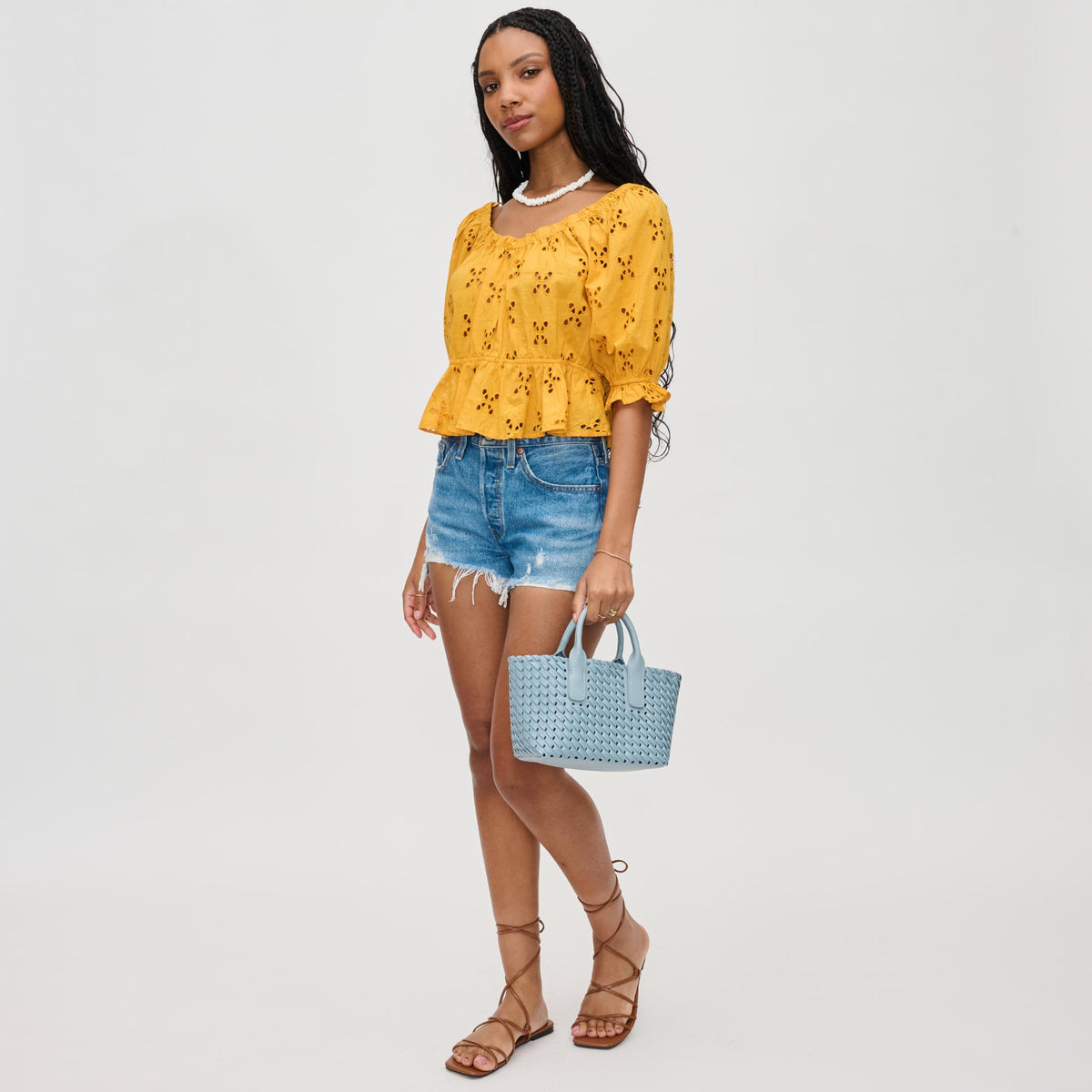 Woman wearing Denim Urban Expressions Paisley Tote 840611126344 View 3 | Denim