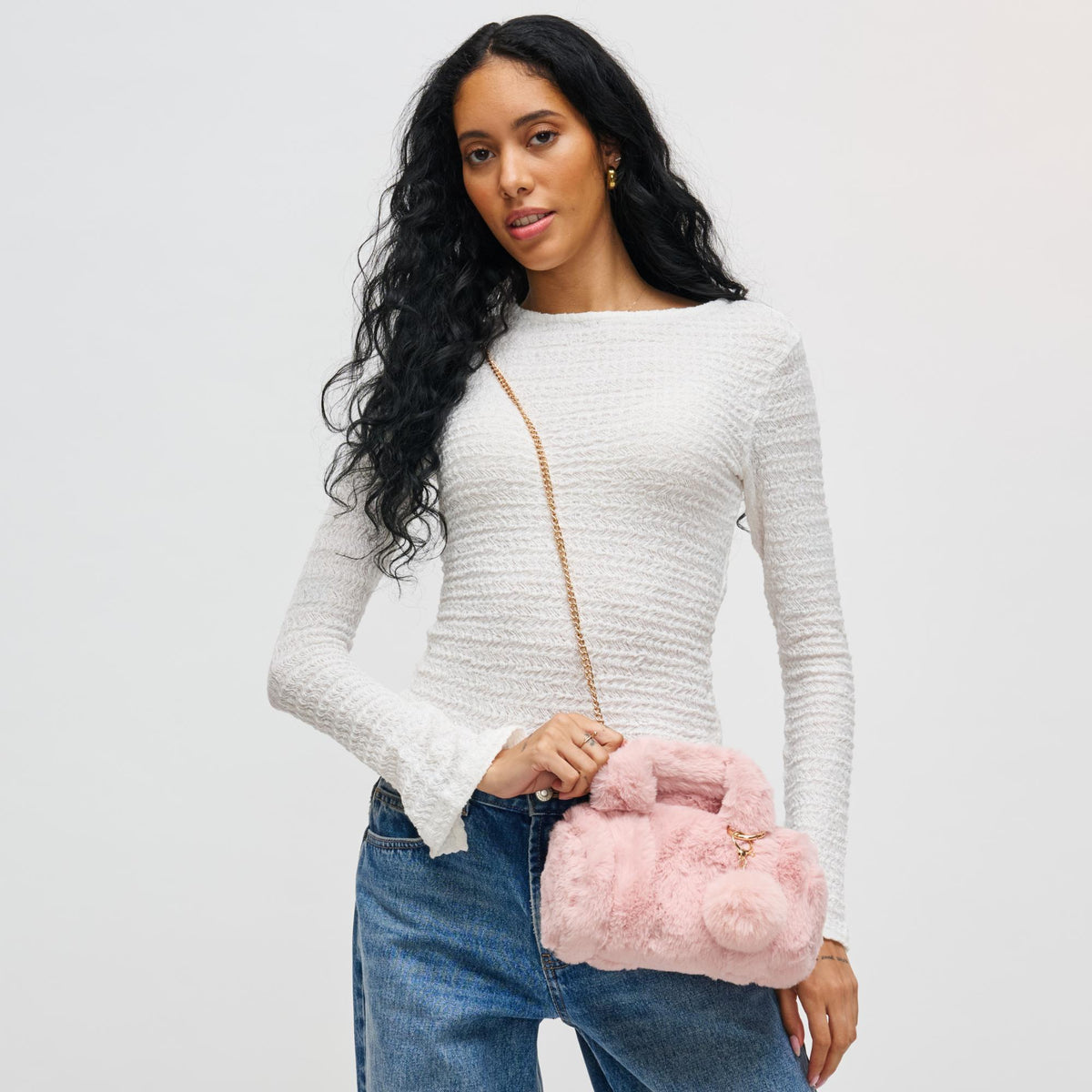 Woman wearing Blush Urban Expressions Lexi Crossbody 840611199836 View 3 | Blush
