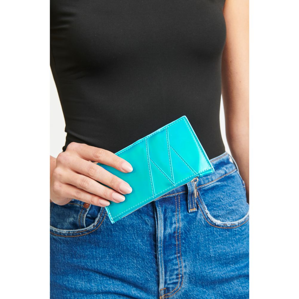 Woman wearing Blue Urban Expressions Aries Card Holder 840611138439 View 1 | Blue