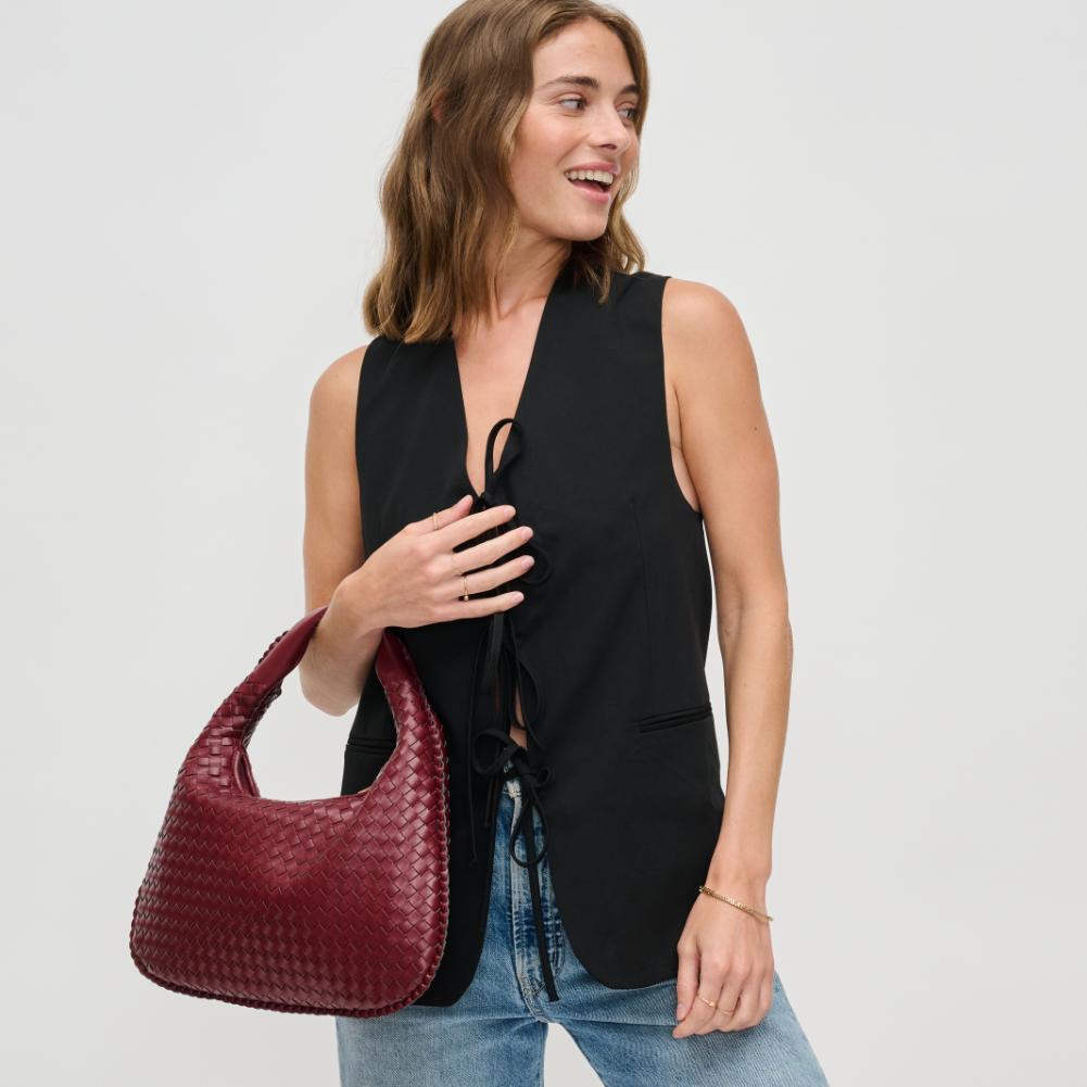 Woman wearing Wine Urban Expressions Adela Hobo 840611134509 View 2 | Wine