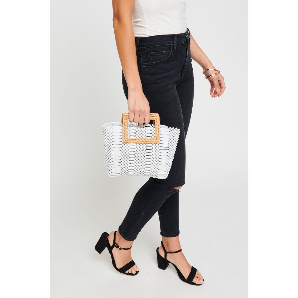 Woman wearing White Urban Expressions Del Mar Tote 840611178848 View 1 | White