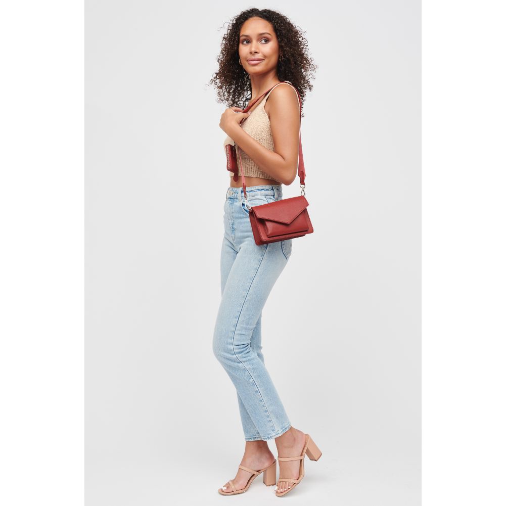 Woman wearing Red Urban Expressions Fannie Crossbody 840611185426 View 3 | Red