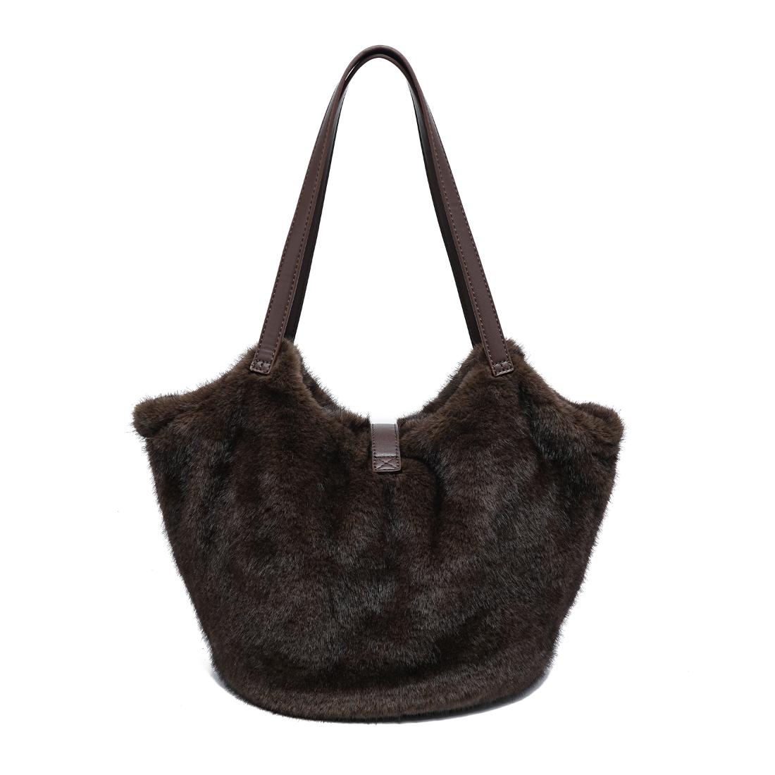 Urban Expressions Minka - Faux Fur Tote 840504211072 View 3 | French Roast