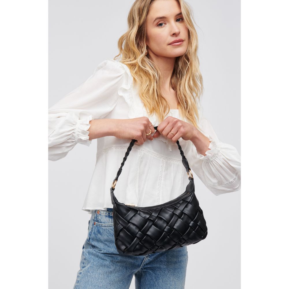 Woman wearing Black Urban Expressions Paulette Baguette 818209016421 View 4 | Black