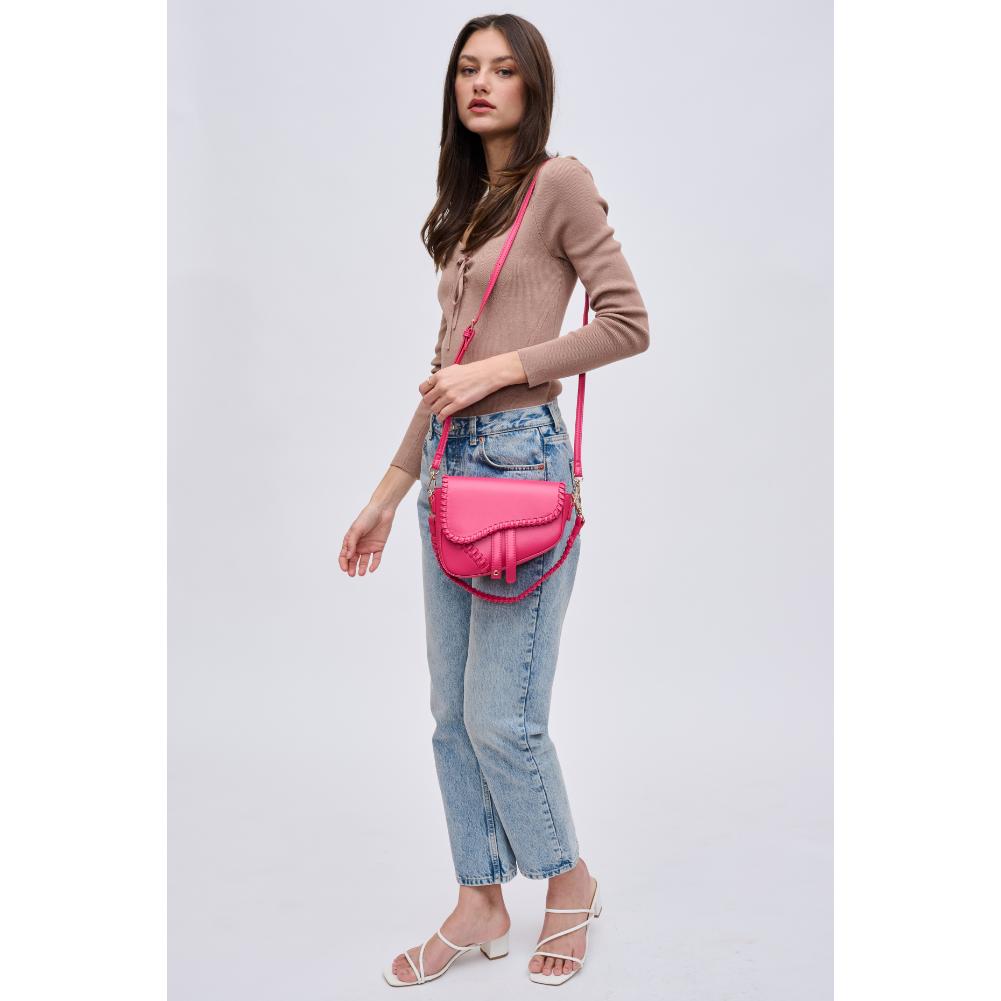 Woman wearing Hot Pink Urban Expressions Sloane Crossbody 840611121738 View 3 | Hot Pink