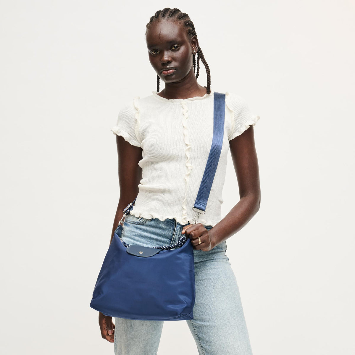 Woman wearing Navy Urban Expressions Nova Hobo 840504206085 View 3 | Navy