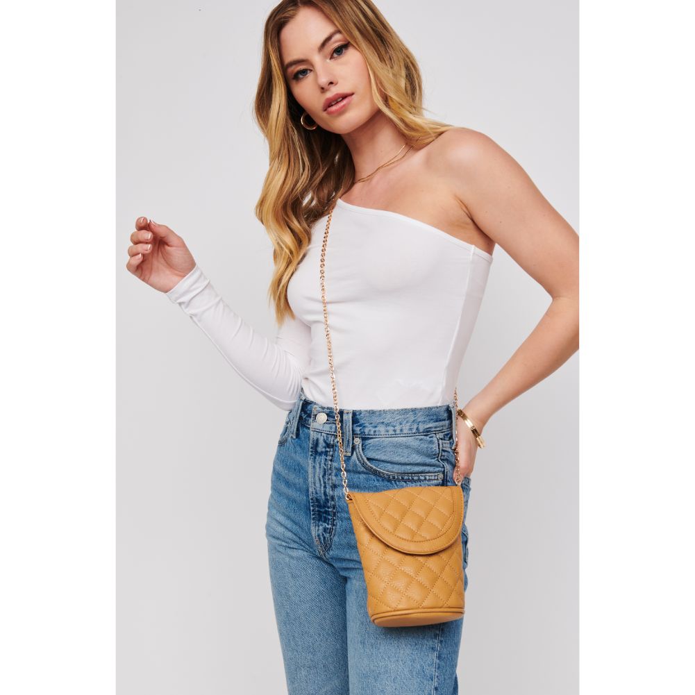 Woman wearing Tan Urban Expressions Arlene Crossbody 818209017305 View 1 | Tan