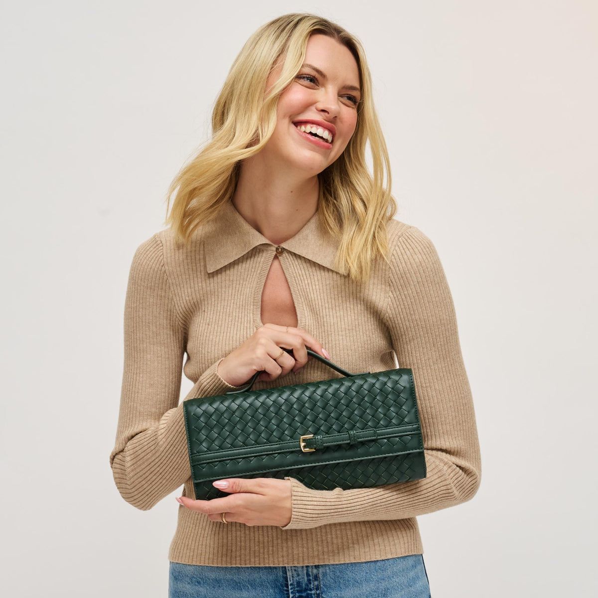 Woman wearing Forest Urban Expressions Emerson Crossbody 840611198341 View 1 | Forest