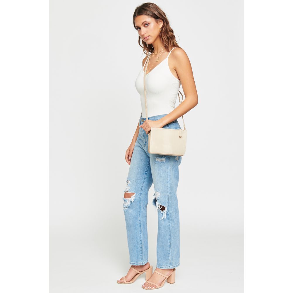 Woman wearing Cream Urban Expressions Rayna Snake Crossbody NA-840611164032 View 2 | Cream