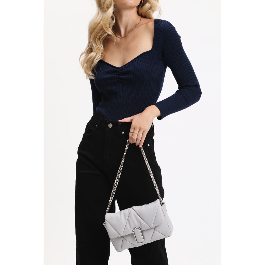Woman wearing Grey Urban Expressions Anderson Crossbody 840611113818 View 3 | Grey