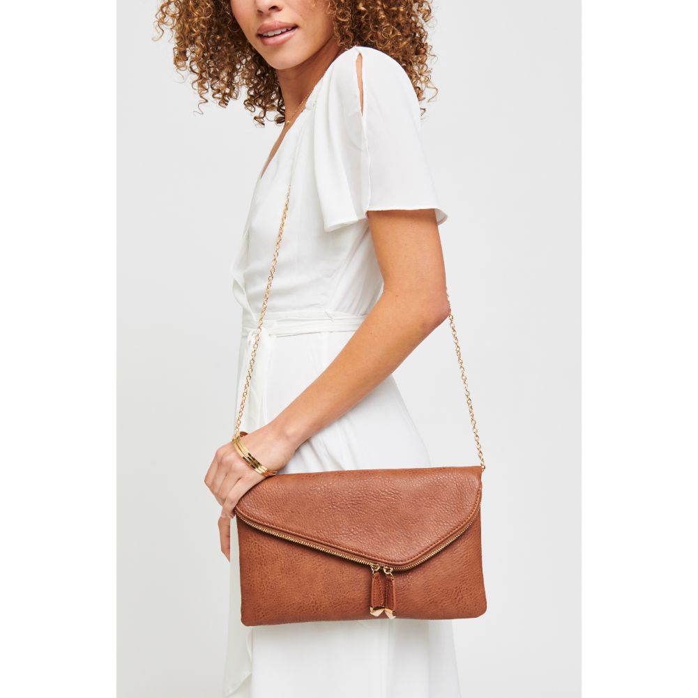 Woman wearing Tan Urban Expressions Stella Clutch 700355470298 View 1 | Tan