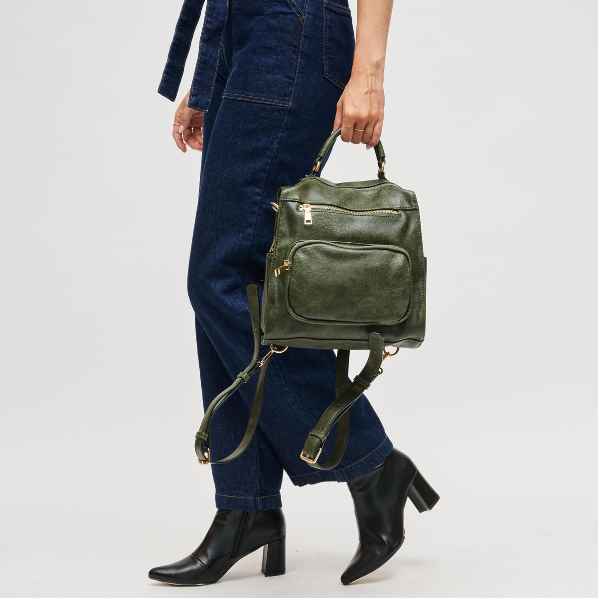 Woman wearing Olive Urban Expressions Miles Backpack NA-840611166753 View 4 | Olive