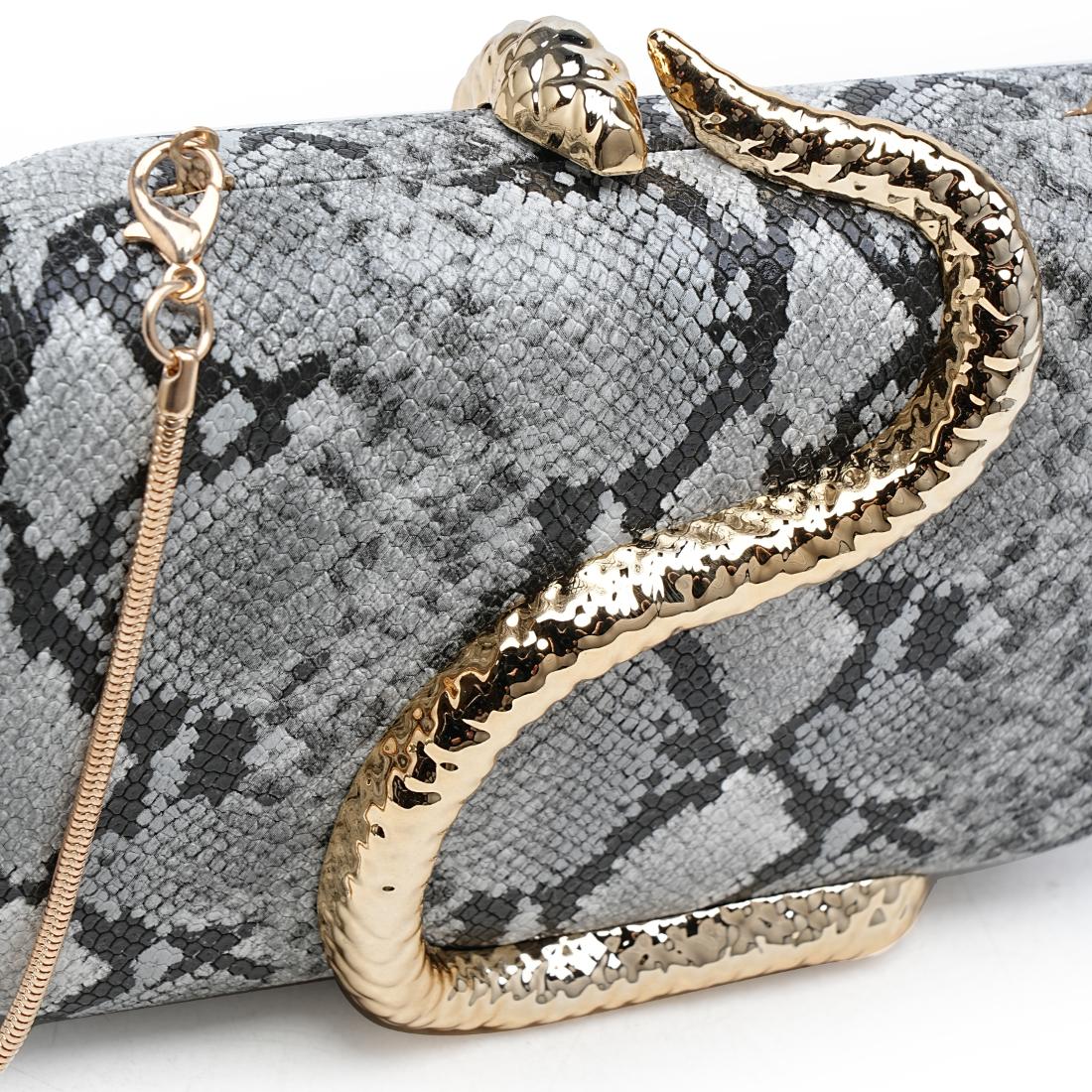 Urban Expressions Reputation-Snake Evening Bag 840504213007 View 8 | Black White