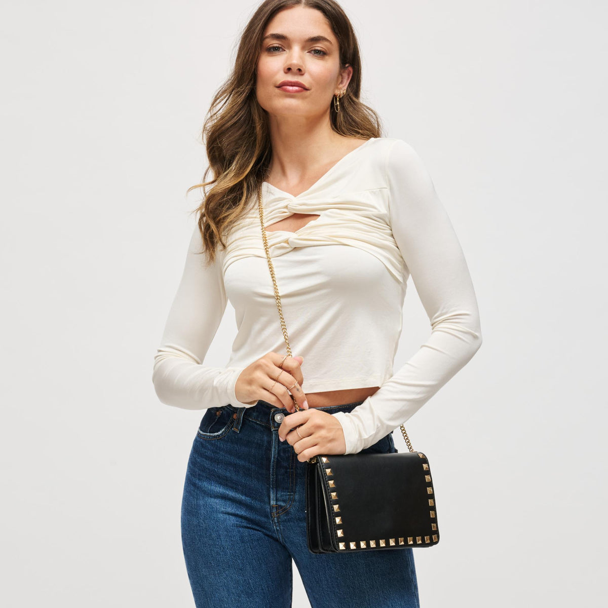 Woman wearing Black Urban Expressions Calista Crossbody 840504200403 View 1 | Black