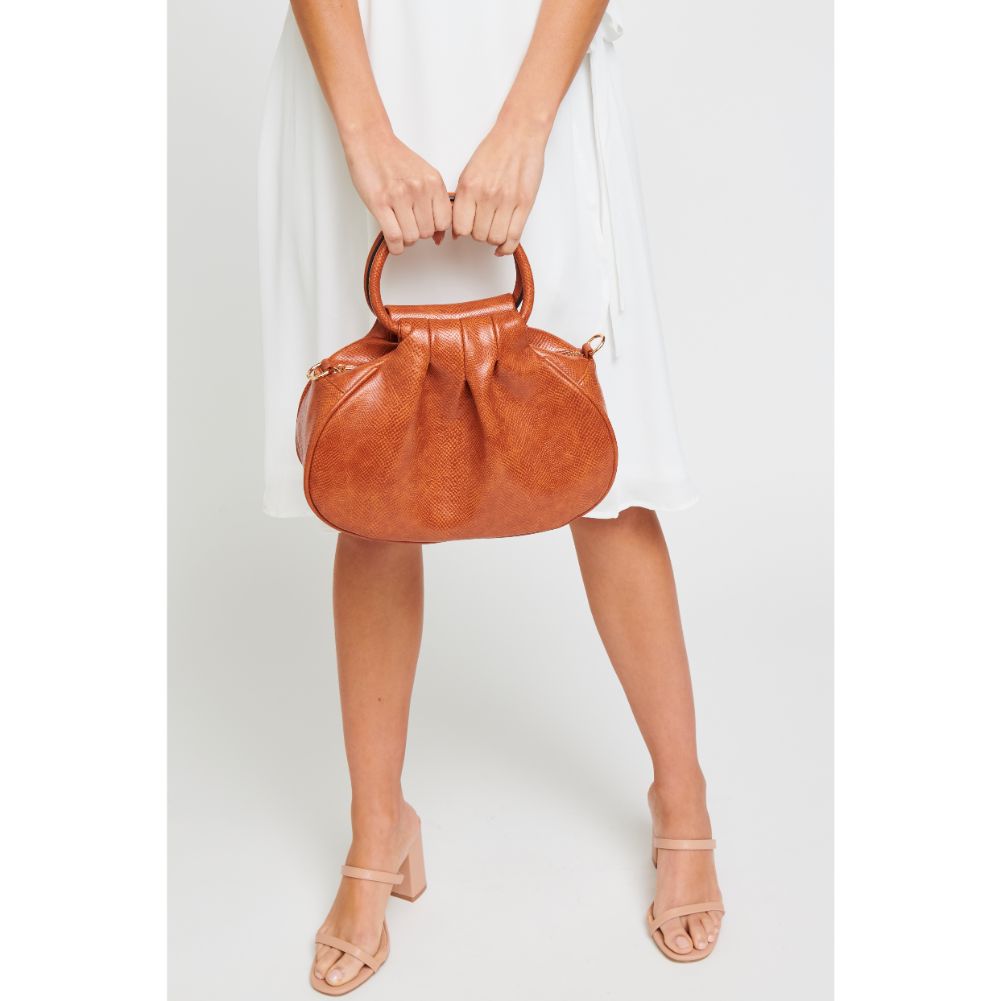 Woman wearing Tan Urban Expressions Bao Crossbody 840611180902 View 3 | Tan