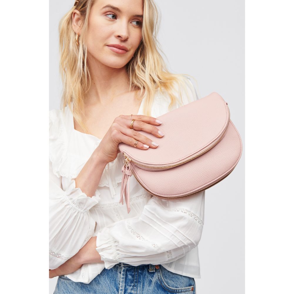 Woman wearing Rose Urban Expressions Holly Crossbody 818209015875 View 4 | Rose