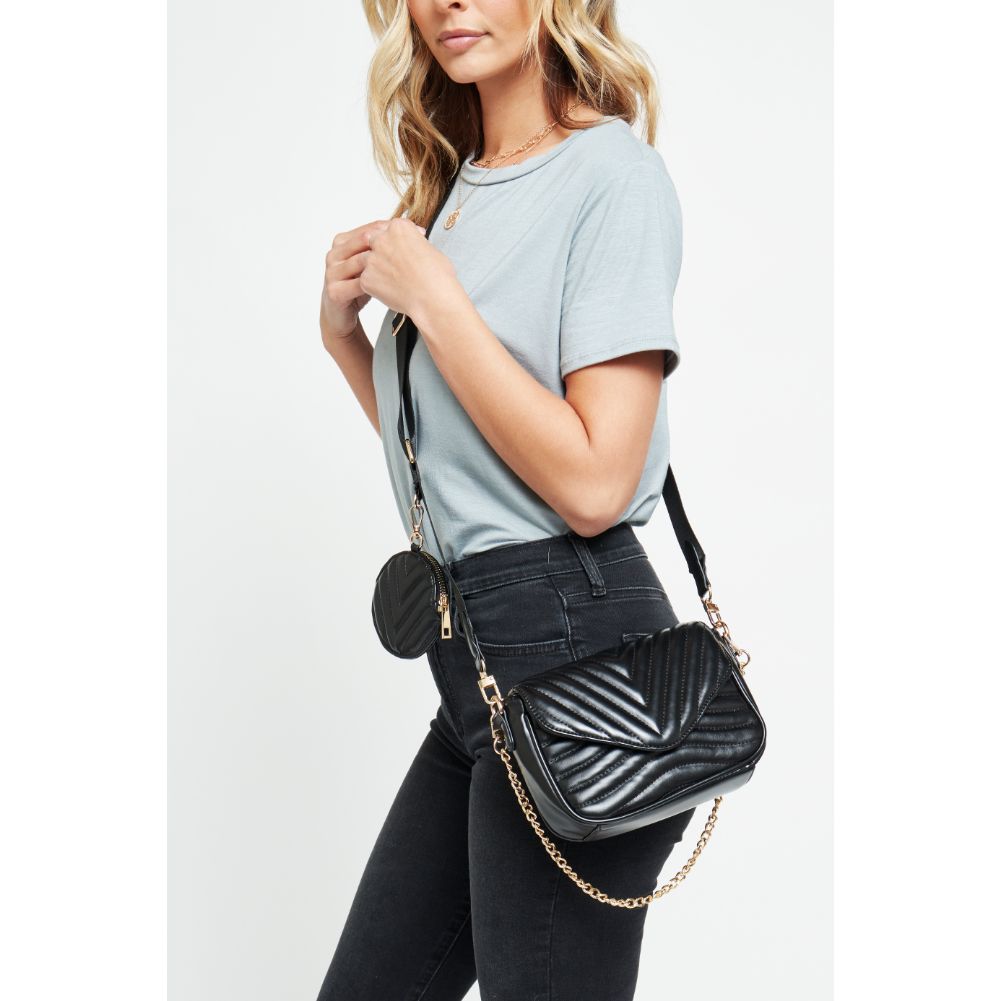 Woman wearing Black Urban Expressions Rayne Crossbody 840611176950 View 4 | Black