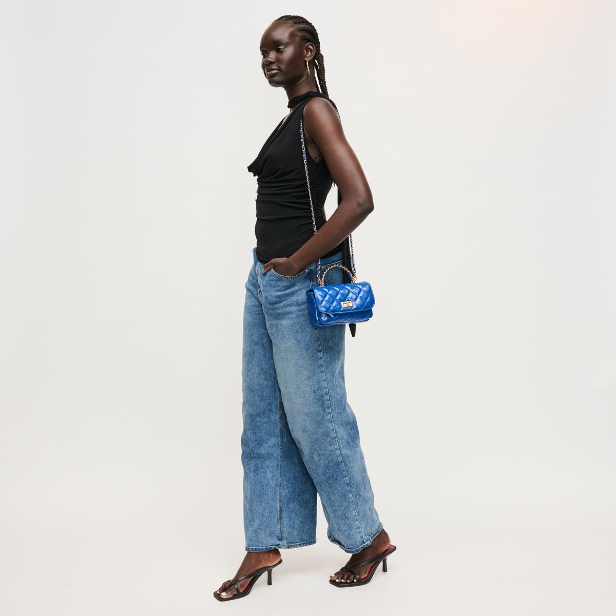 Woman wearing Electric Blue Urban Expressions Leo Crossbody 840504205088 View 2 | Electric Blue