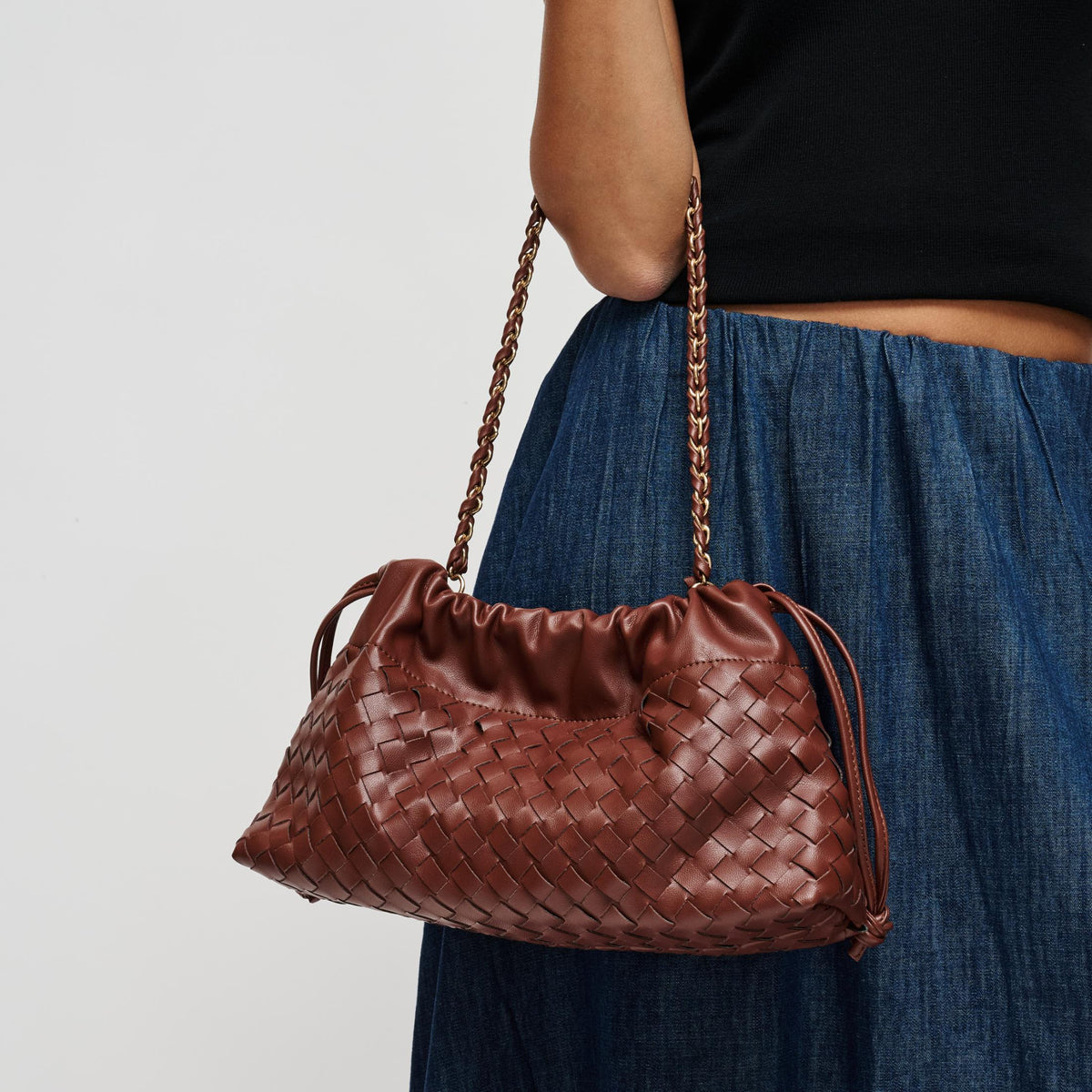 Woman wearing Brown Urban Expressions Sawyer Shoulder Bag 840504213625 View 1 | Brown