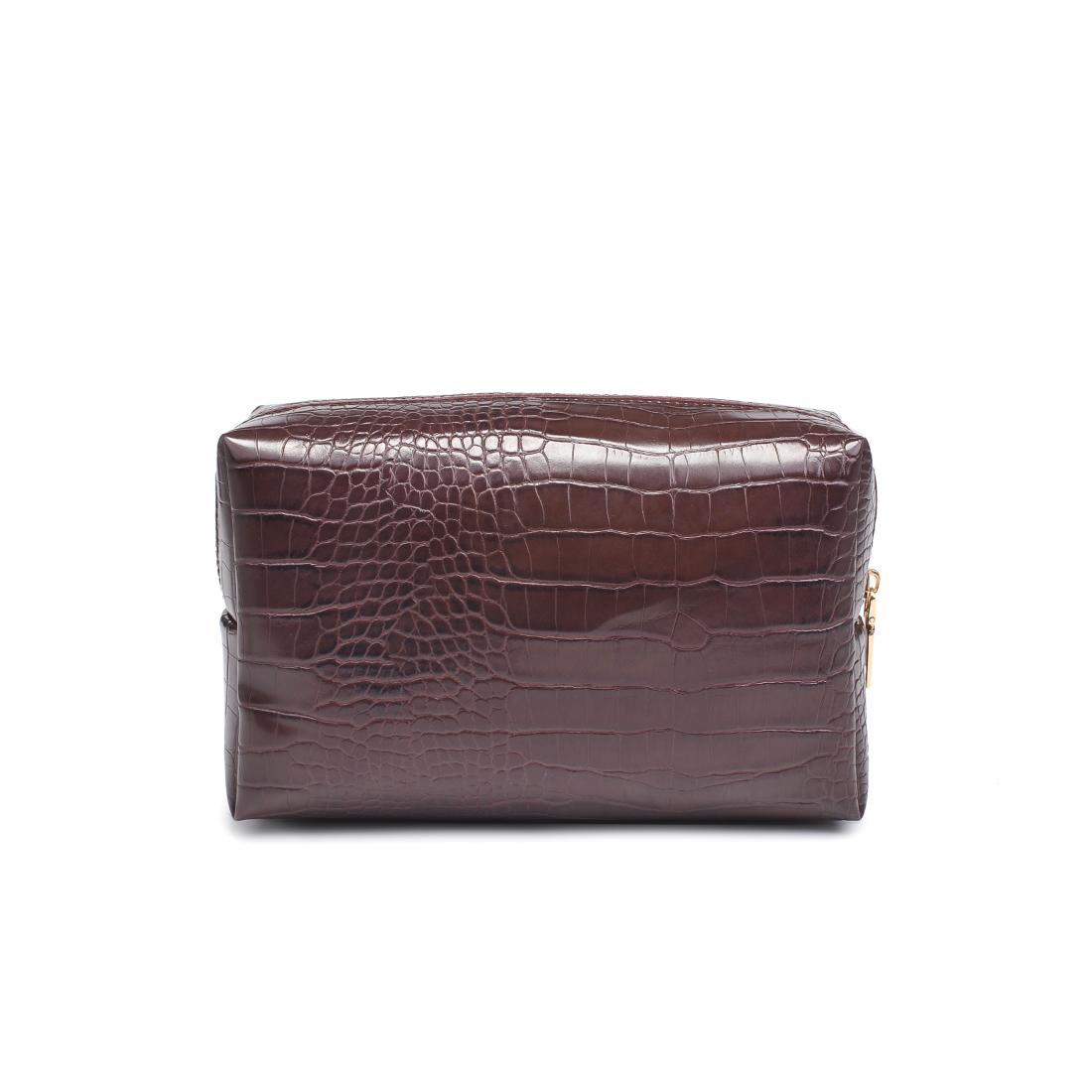 Urban Essentials Croc Chic Cosmetic & Travel Organizer Pouch 840611197283 View 7 | Chocolate