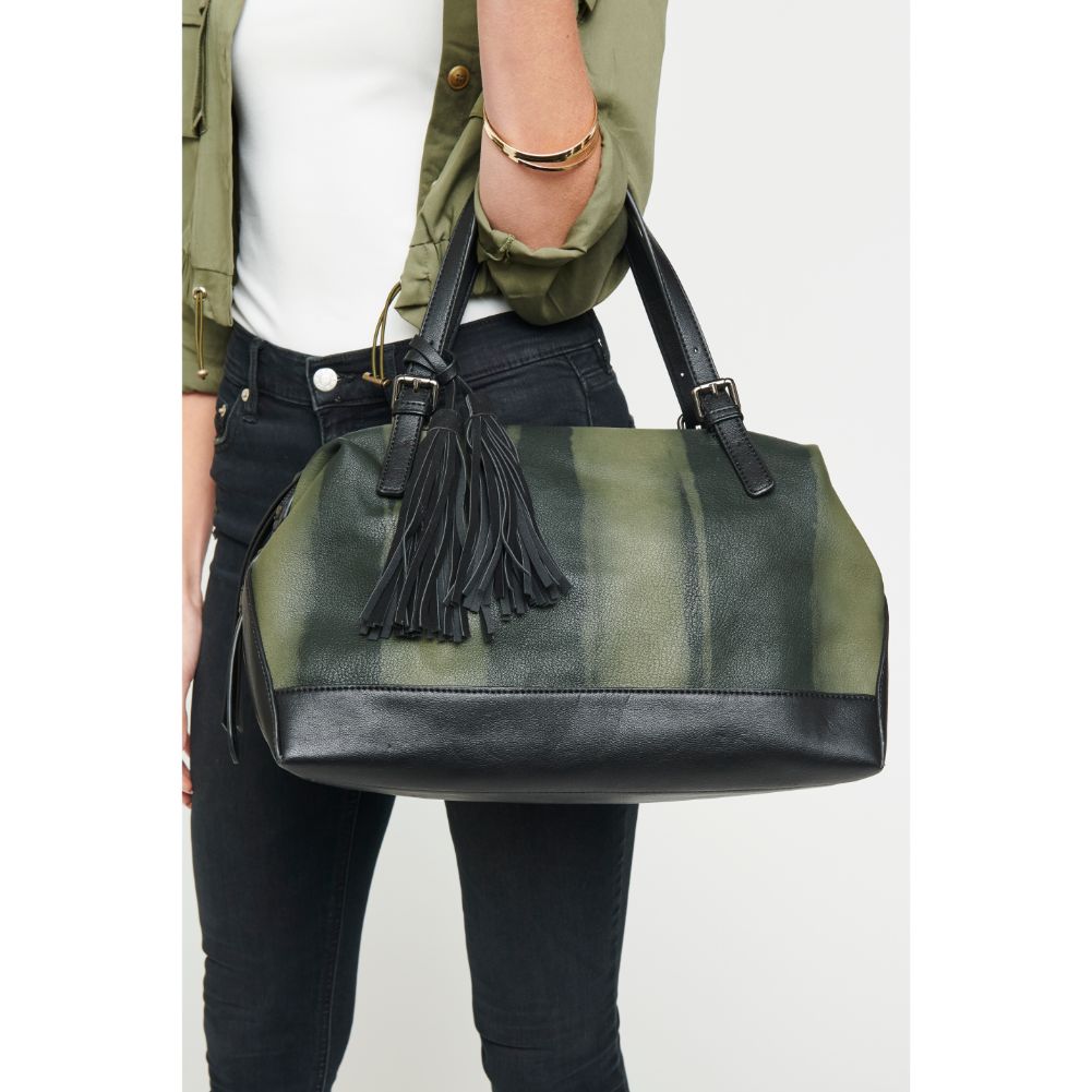 Woman wearing Olive Urban Expressions Wilder Satchel 840611122544 View 1 | Olive