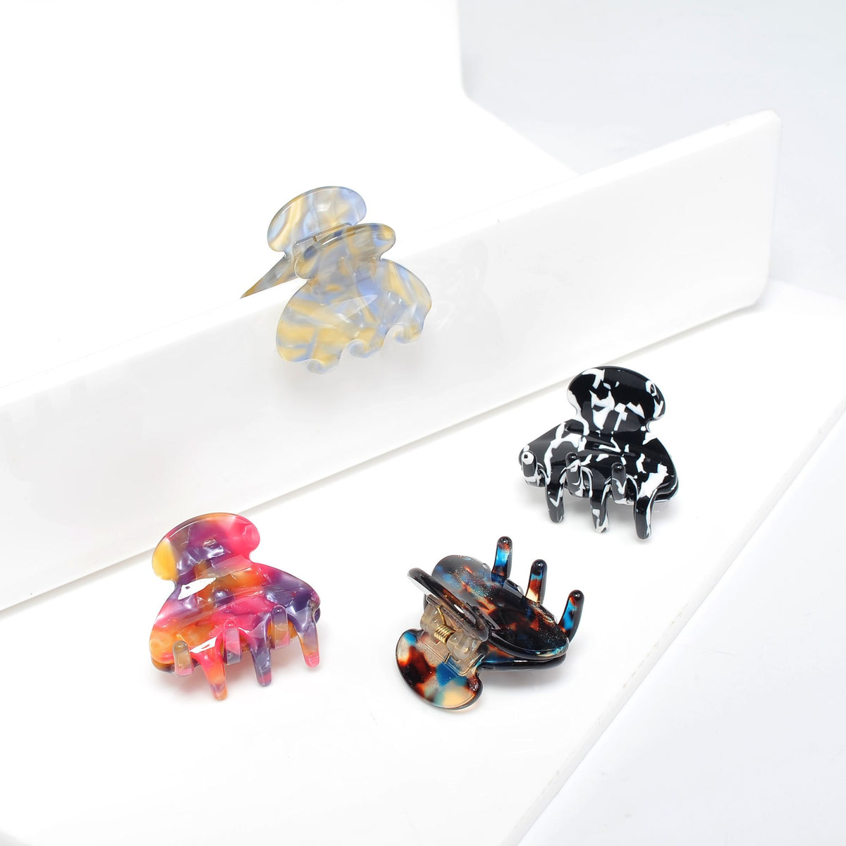 Urban Expressions Mini Hair Claw - Assorted 4 Pack Hair Claw 818209013413 View 3 | Black Midnight Cream Fuchsia