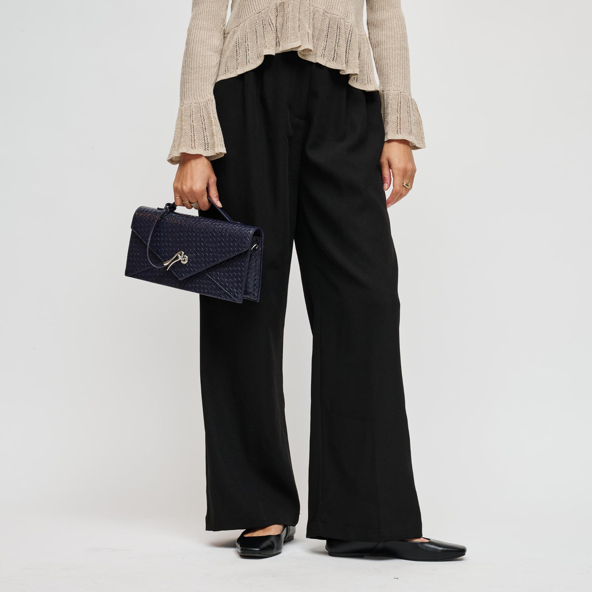 Woman wearing Navy Urban Expressions Khaleesi Clutch 840504211898 View 3 | Navy