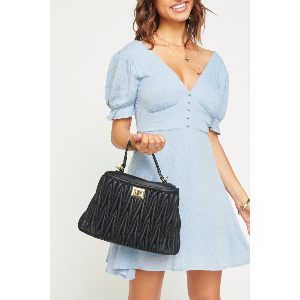 Woman wearing Black Urban Expressions Peggy Satchel 840611160348 View 3 | Black