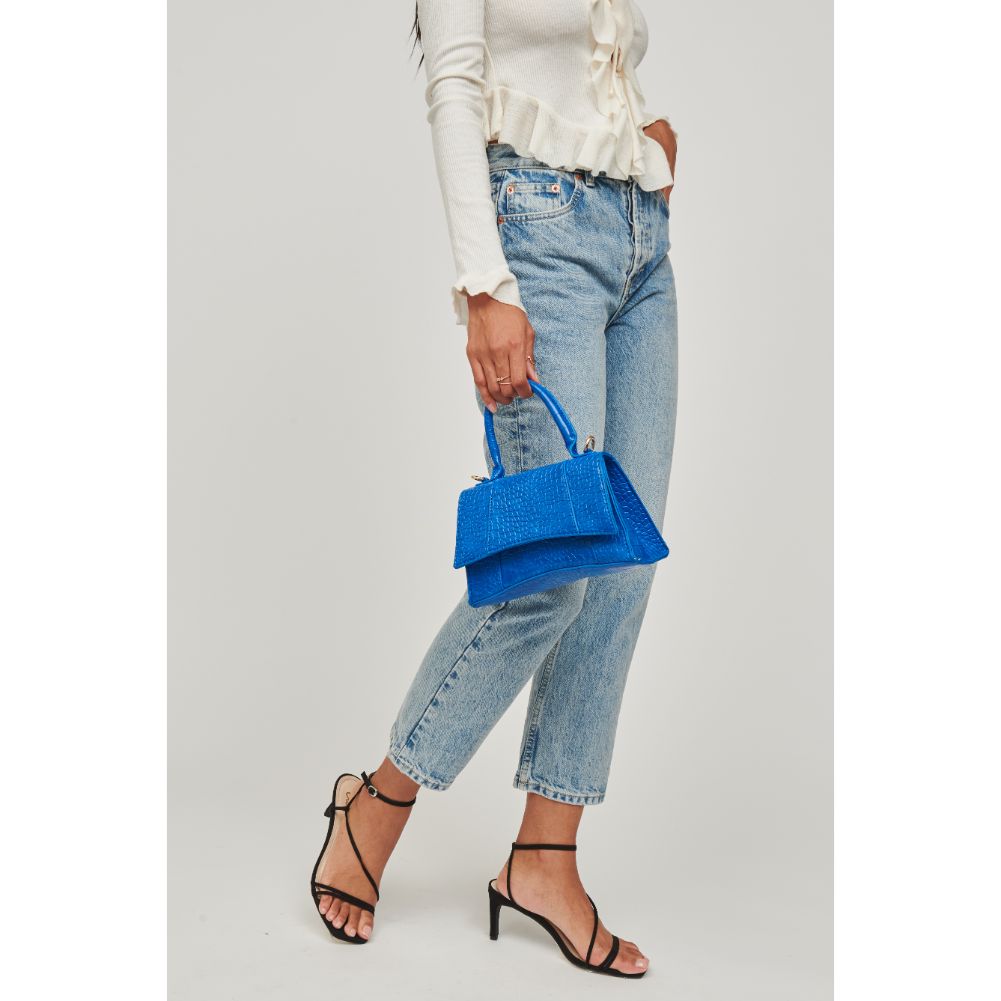 Woman wearing Cobalt Urban Expressions Lucas - Croco Crossbody 840611104984 View 3 | Cobalt
