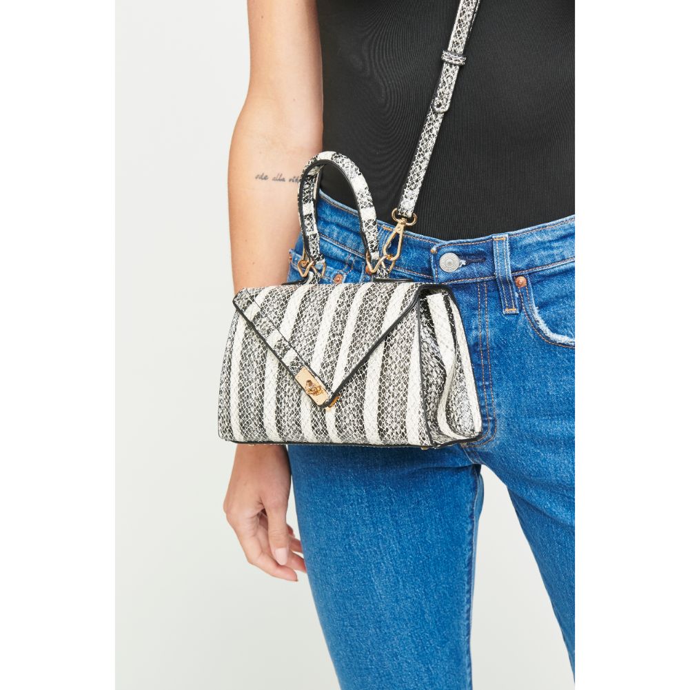 Woman wearing Black White Urban Expressions Blake Crossbody 840611174697 View 2 | Black White