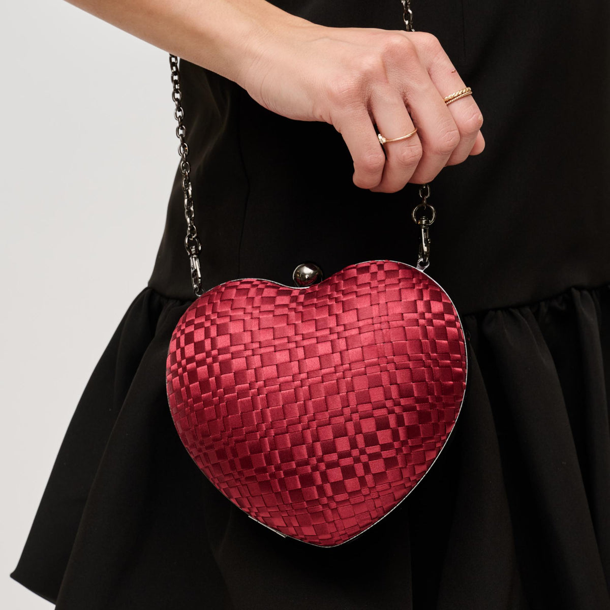 Woman wearing Burgundy Urban Expressions Amara Evening Bag 840611133427 View 1 | Burgundy