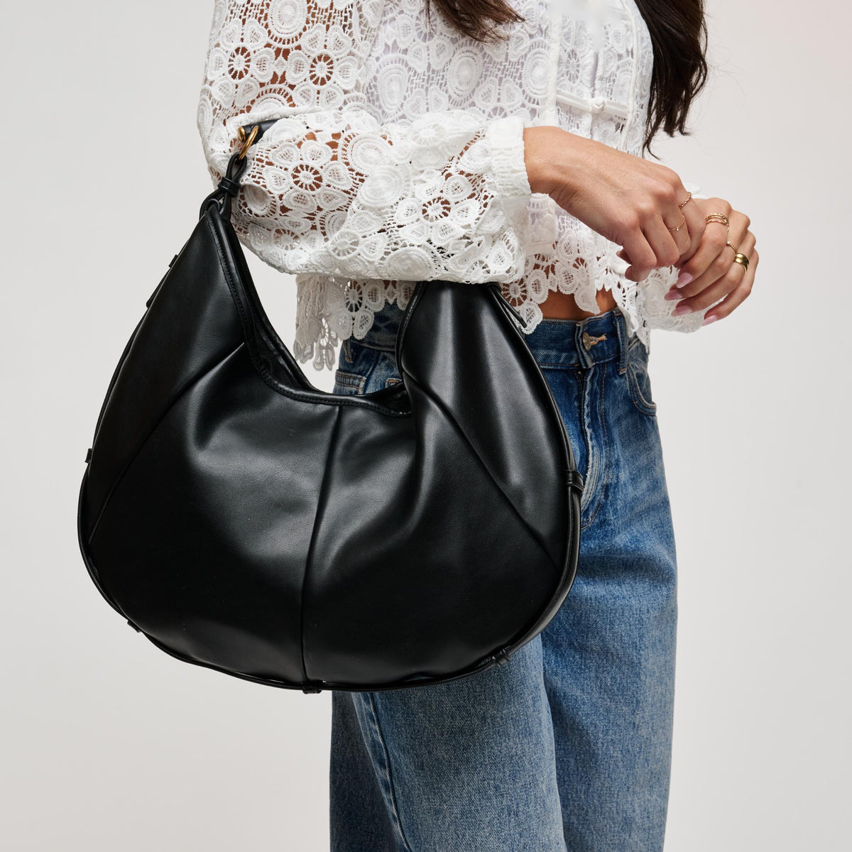 Woman wearing Black Urban Expressions McCarthy - Large Hobo 840504211942 View 2 | Black