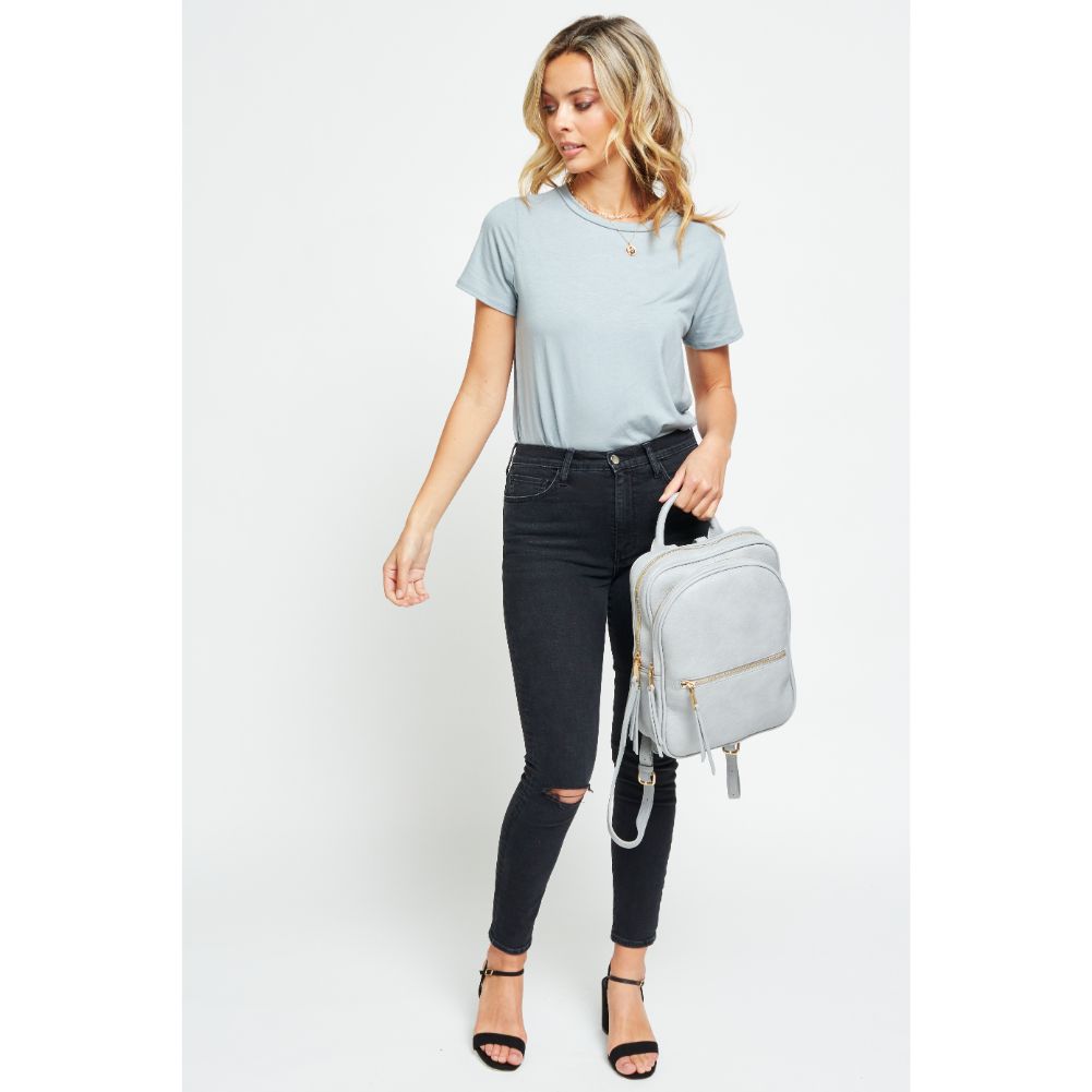Woman wearing Dove Grey Urban Expressions Mercer Backpack 840611178886 View 3 | Dove Grey