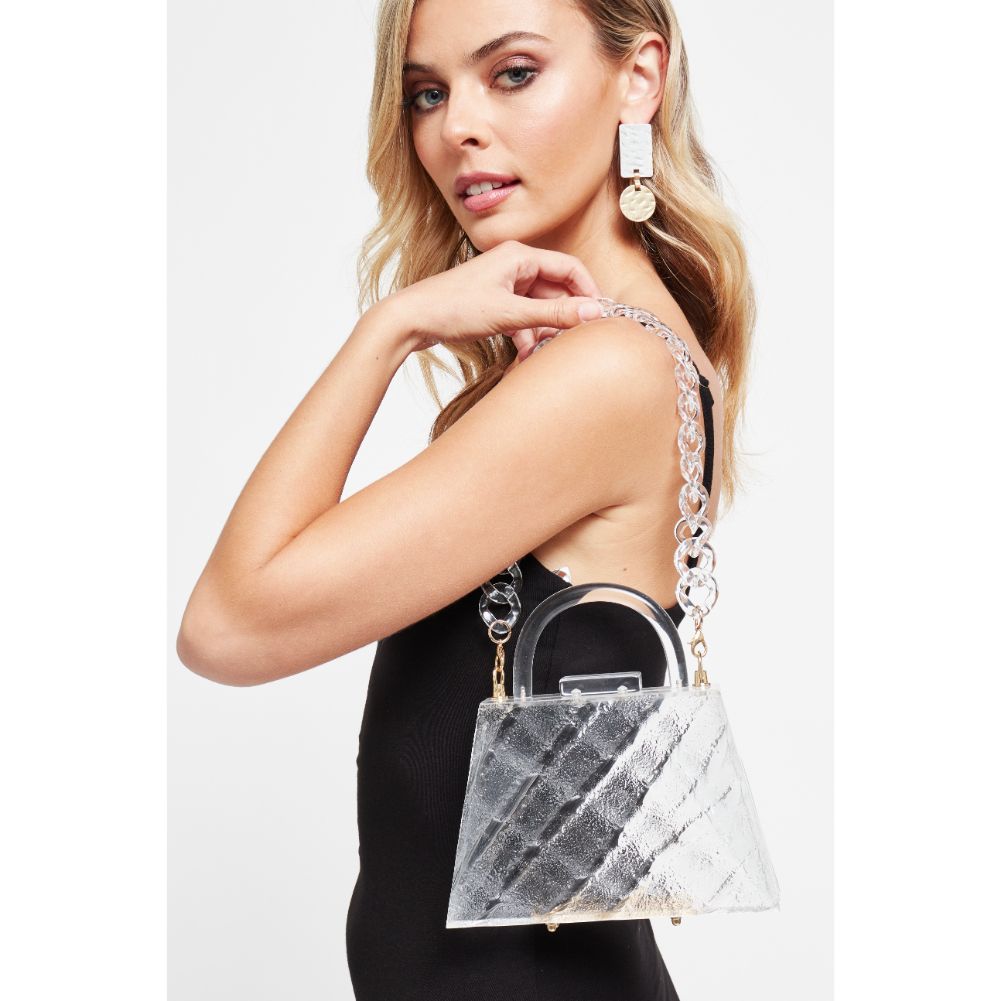 Woman wearing Clear Urban Expressions Eugenie Evening Bag 840611177315 View 4 | Clear