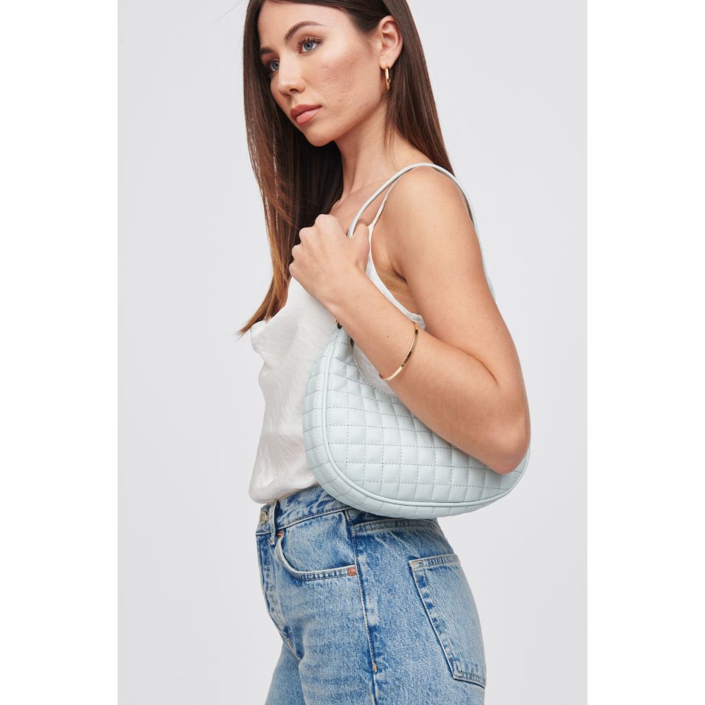 Woman wearing Ice Blue Urban Expressions Sybil - Quilted Shoulder Bag 818209018807 View 4 | Ice Blue