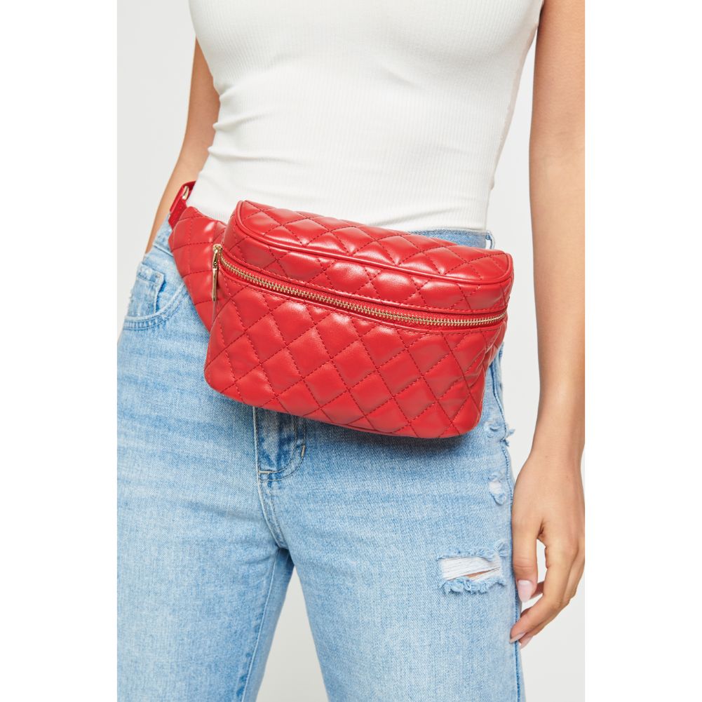 Woman wearing Red Urban Expressions Hawthorn Belt Bag NA-840611158604 View 3 | Red