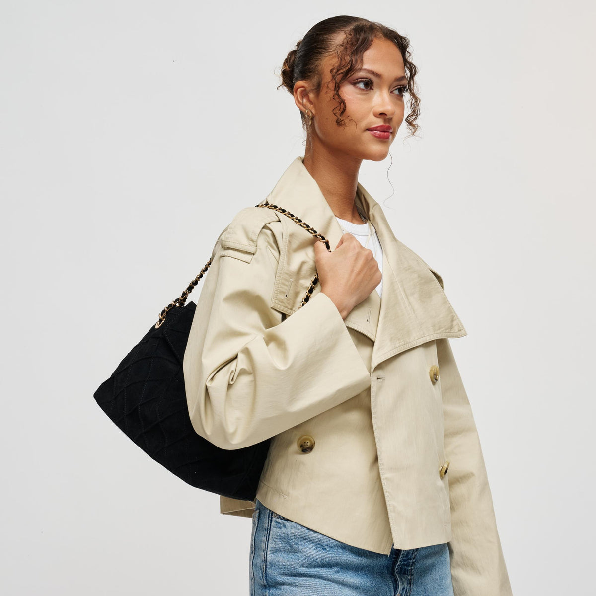 Woman wearing Black Urban Expressions Crew Hobo 840504213717 View 2 | Black