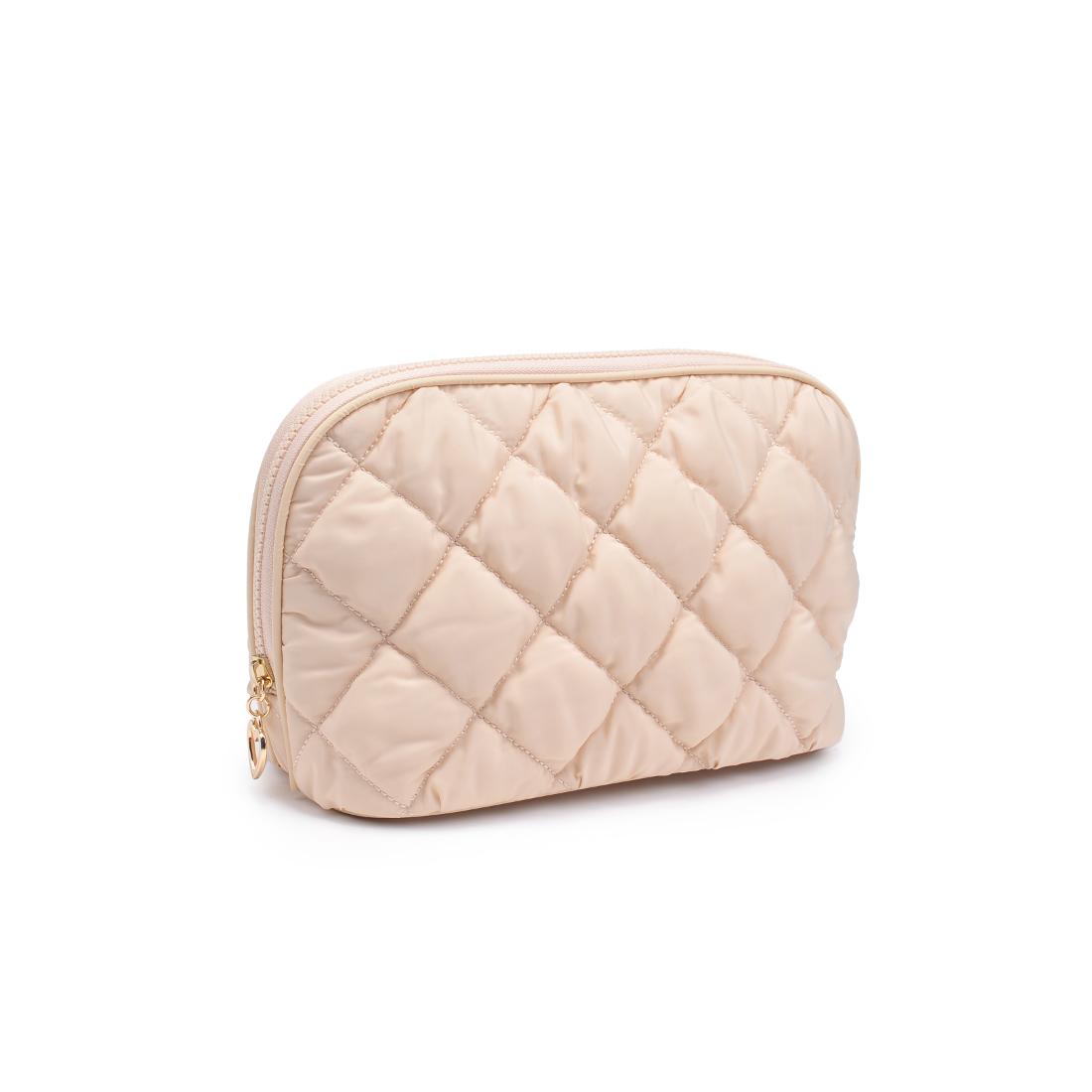 Urban Essentials Cloud Kiss - Quilted Puffer Nylon Cosmetic & Travel Organizer Dome Pouch 840611197092 View 6 | Cream