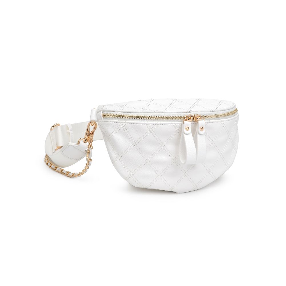 Woman wearing White Urban Expressions Lachlan - Quilted Belt Bag 840611113009 View 6 | White