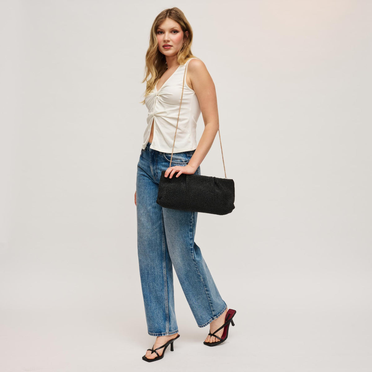 Woman wearing Black Urban Expressions Franny - Seasonal Clutch 840504208508 View 4 | Black