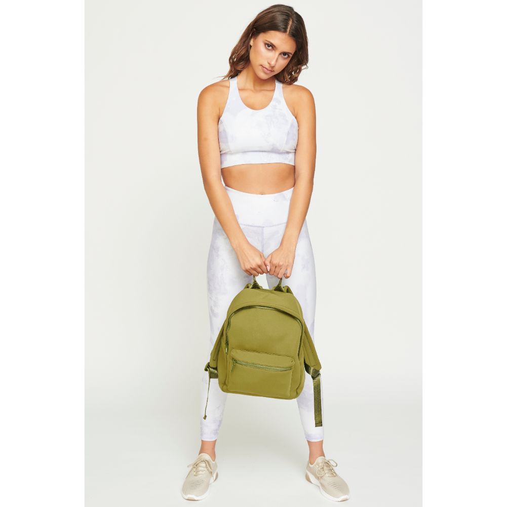 Woman wearing Light Olive Urban Expressions Declan Backpack 840611180803 View 3 | Light Olive