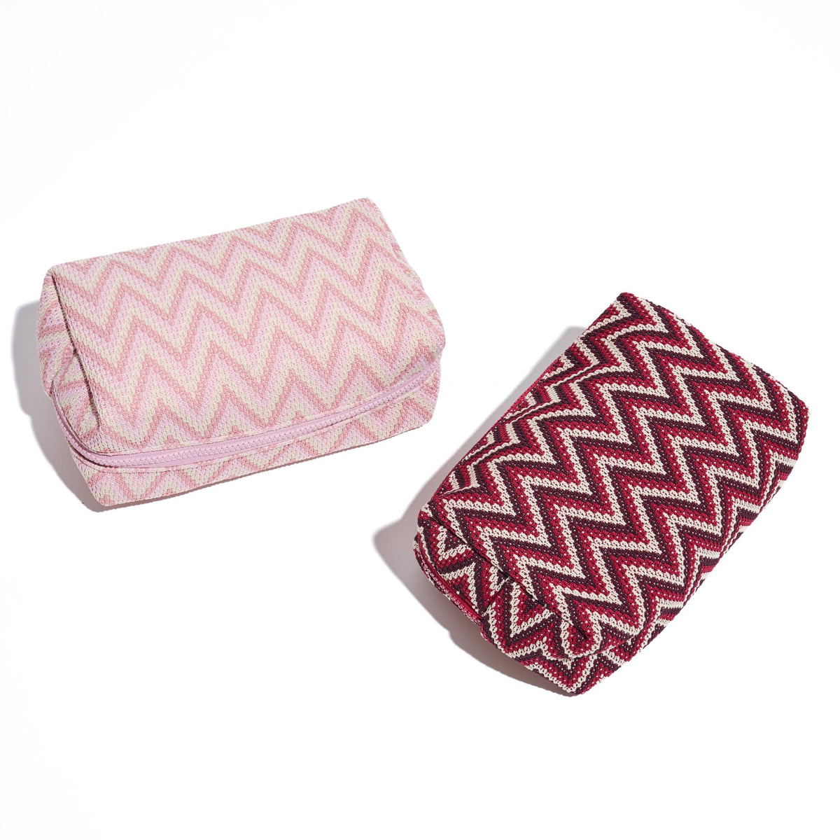 Woman wearing Pink Multi Urban Essentials V-Muse Cosmetic & Travel Organizer Pouch 840611197795 View 2 | Pink Multi